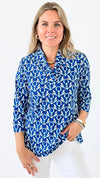 Elegant Patterned V-Neck Top-130 Long Sleeve Tops-ARYEH-Coastal Bloom Boutique, find the trendiest versions of the popular styles and looks Located in Indialantic, FL