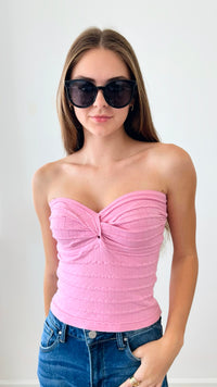 Twist Front Tube Top - Pink-100 Sleeveless Tops-MISS LOVE-Coastal Bloom Boutique, find the trendiest versions of the popular styles and looks Located in Indialantic, FL