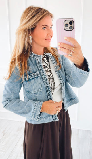 Harbor Braid Trim Denim Jacket
