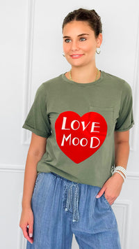 Love Mood Italian Graphic tee- Olive-110 short Sleeve Top-V SKY-Coastal Bloom Boutique, find the trendiest versions of the popular styles and looks Located in Indialantic, FL