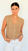 Chunky Cable Sweater Vest - Camel-150 Cardigans/Layers-Be Cool-Coastal Bloom Boutique, find the trendiest versions of the popular styles and looks Located in Indialantic, FL
