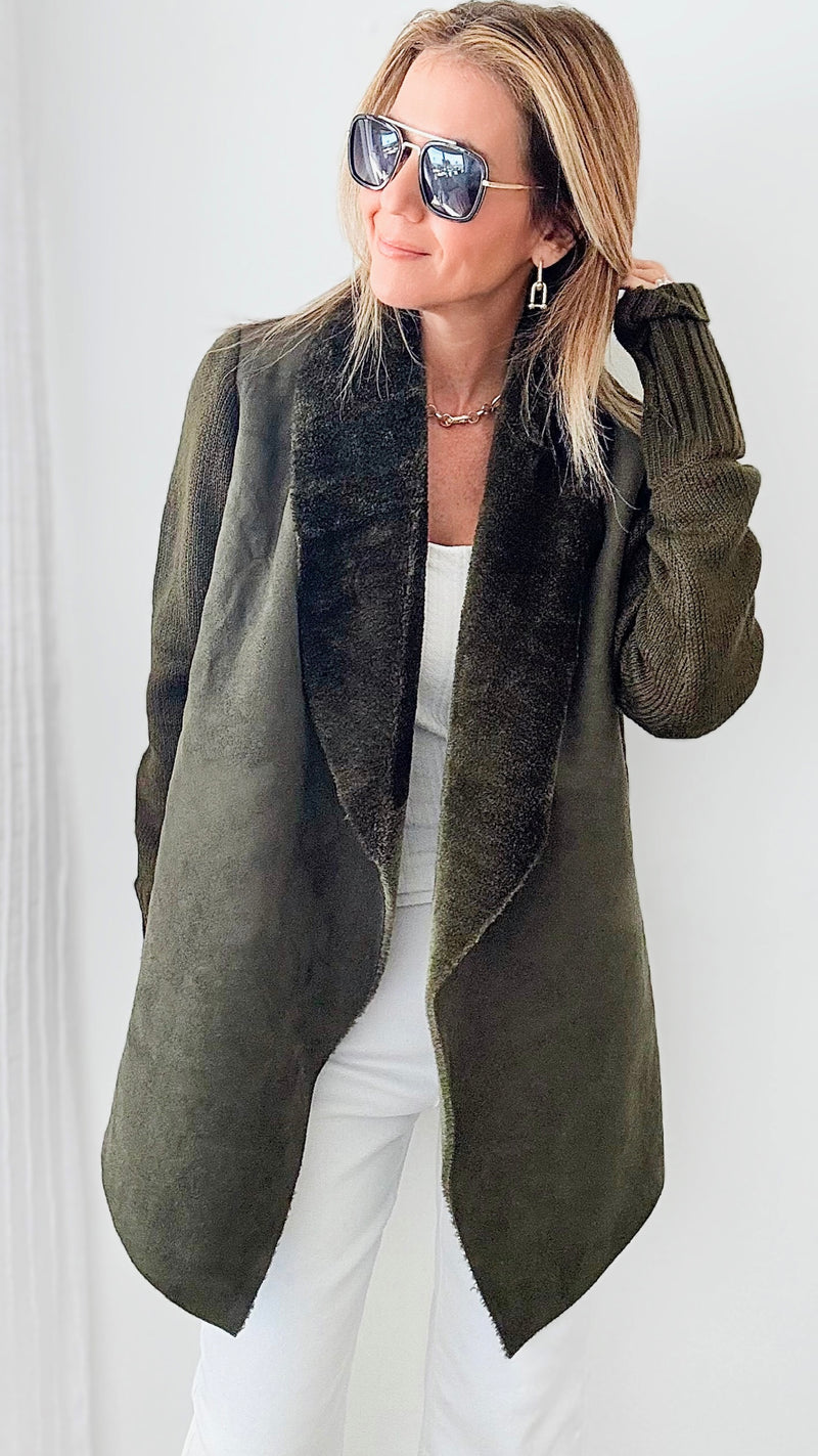 Ultra Soft Waterfall Cardigan - Olive-150 Cardigan Layers-ROUSSEAU-Coastal Bloom Boutique, find the trendiest versions of the popular styles and looks Located in Indialantic, FL