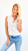Golden Hour Textured Vest - White-150 Cardigans/Layers-Blu Pepper-Coastal Bloom Boutique, find the trendiest versions of the popular styles and looks Located in Indialantic, FL
