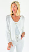 Coastal Breeze Knit Italian Cardigan - White-150 Cardigans/Layers-Italianissimo-Coastal Bloom Boutique, find the trendiest versions of the popular styles and looks Located in Indialantic, FL