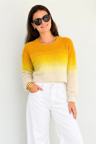 Ombre Crew Neck Cropped Sweater