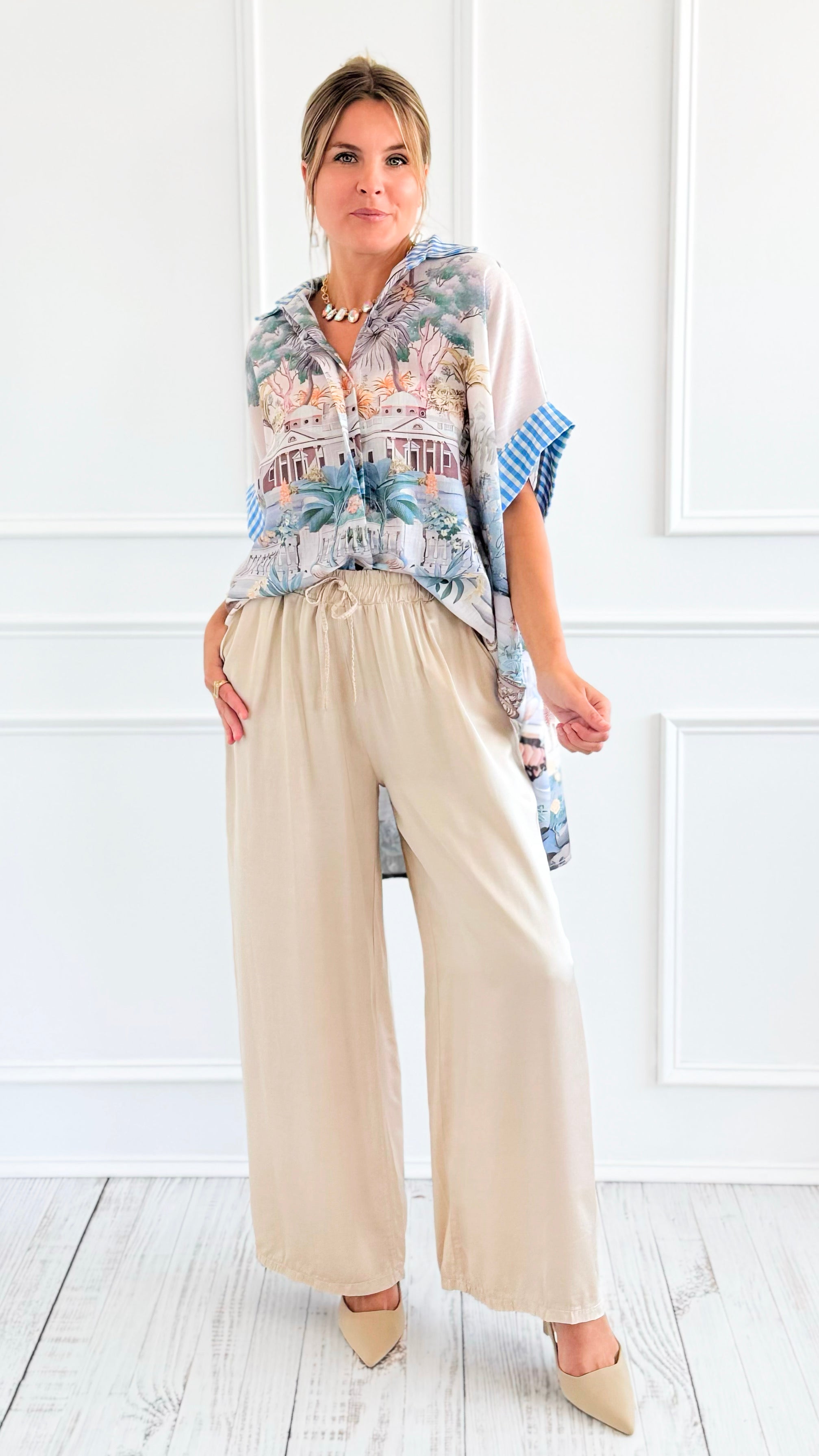 Chic & Relaxed Italian Pant- Beige-100 Pants-PROFITER-Coastal Bloom Boutique, find the trendiest versions of the popular styles and looks Located in Indialantic, FL