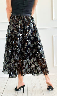 Moonlit Rose Italian Skirt-170 bottoms-MAY MODA-Coastal Bloom Boutique, find the trendiest versions of the popular styles and looks Located in Indialantic, FL