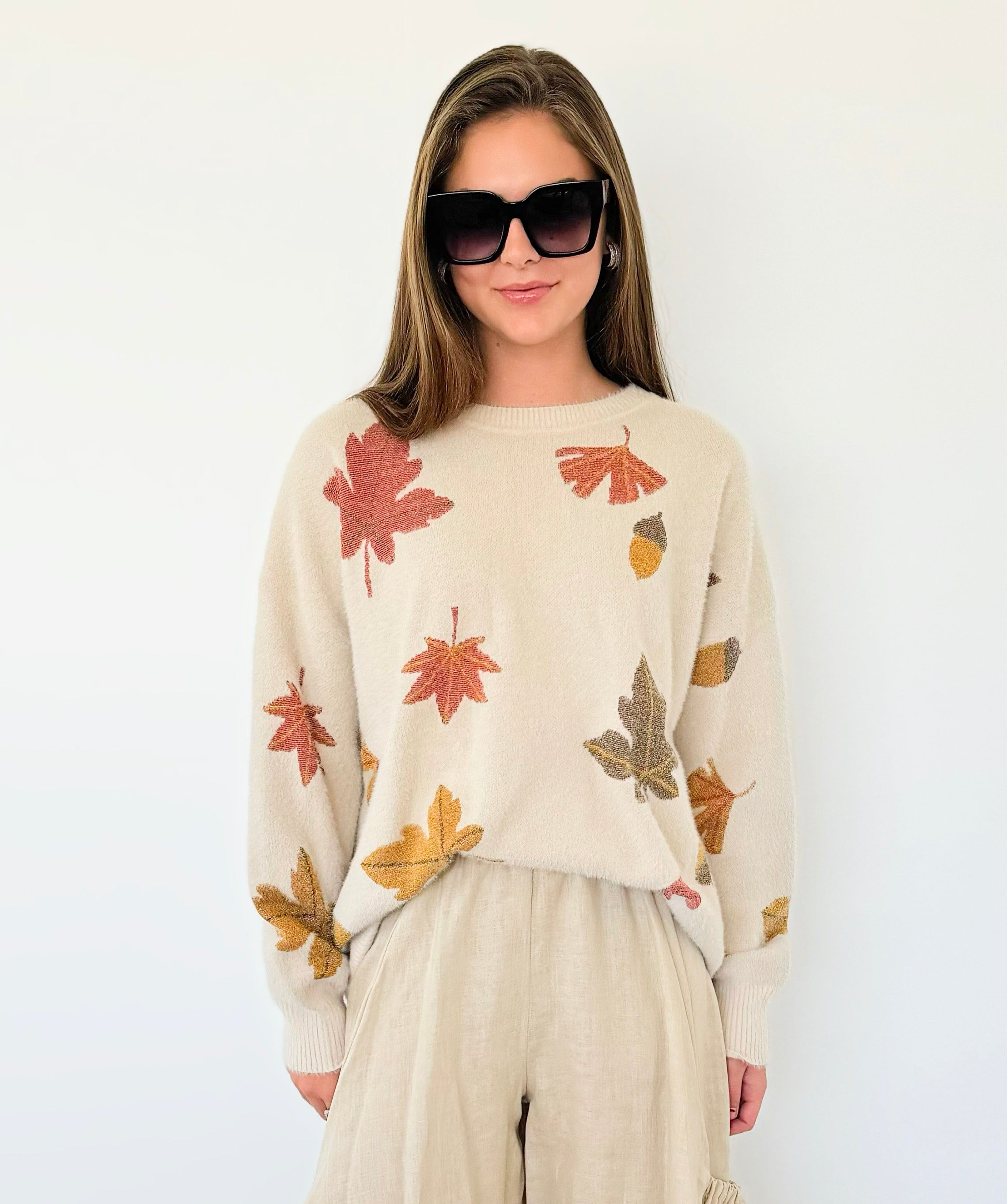 Fall Leaves Mohair Sweater-140 Sweaters-Fantastic Fawn-Coastal Bloom Boutique, find the trendiest versions of the popular styles and looks Located in Indialantic, FL