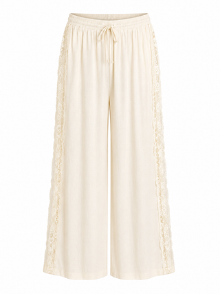 Lace Trim Pants - Ivory