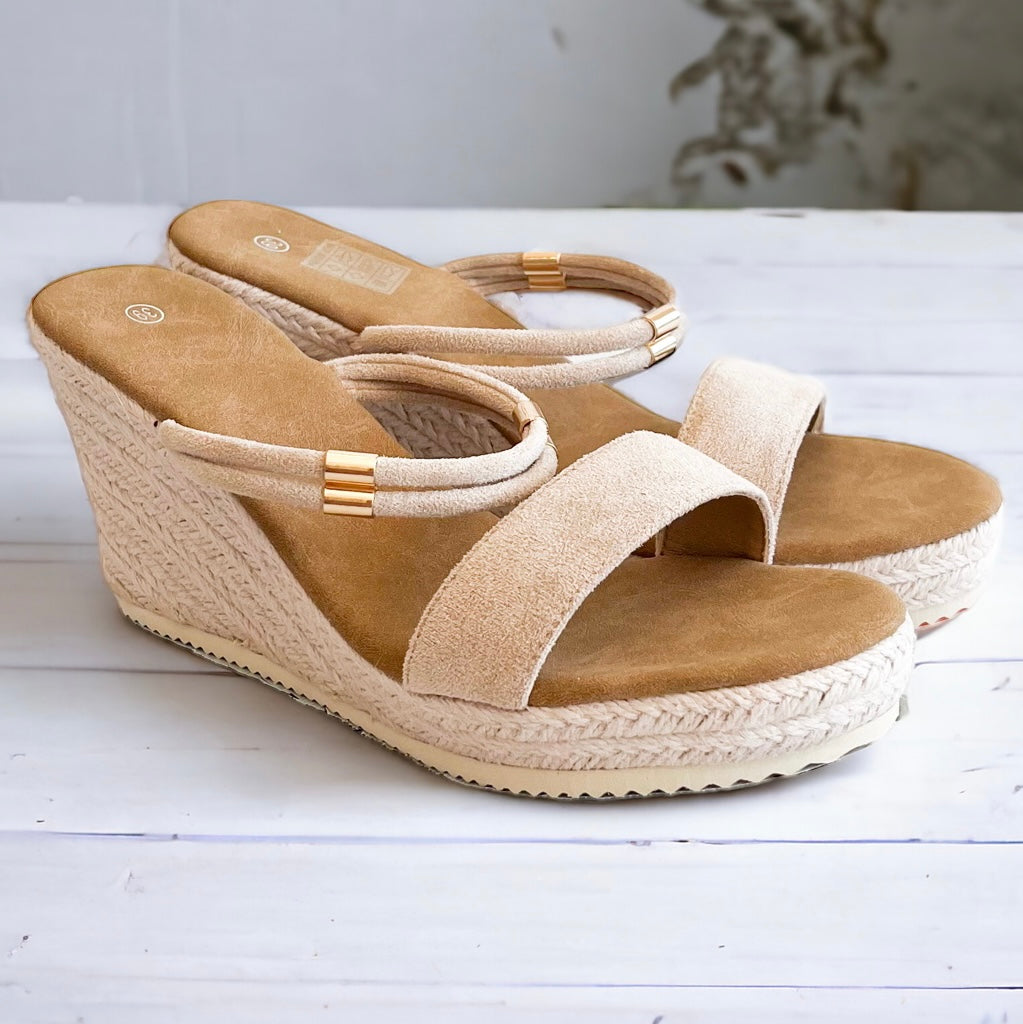 Faux Suede Wedge Slide Sandals-250 Shoes-Darling-Coastal Bloom Boutique, find the trendiest versions of the popular styles and looks Located in Indialantic, FL