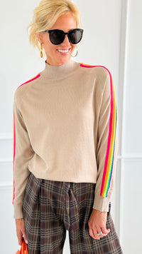 Rainbow Runway Sweater- Beige-140 Sweaters-V SKY-Coastal Bloom Boutique, find the trendiest versions of the popular styles and looks Located in Indialantic, FL