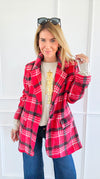 Glittering Plaid Italian Blazer-160 Jackets-TATTOO Z-Coastal Bloom Boutique, find the trendiest versions of the popular styles and looks Located in Indialantic, FL