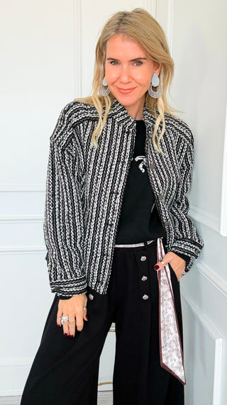 Bouclé Button Jacket - Black