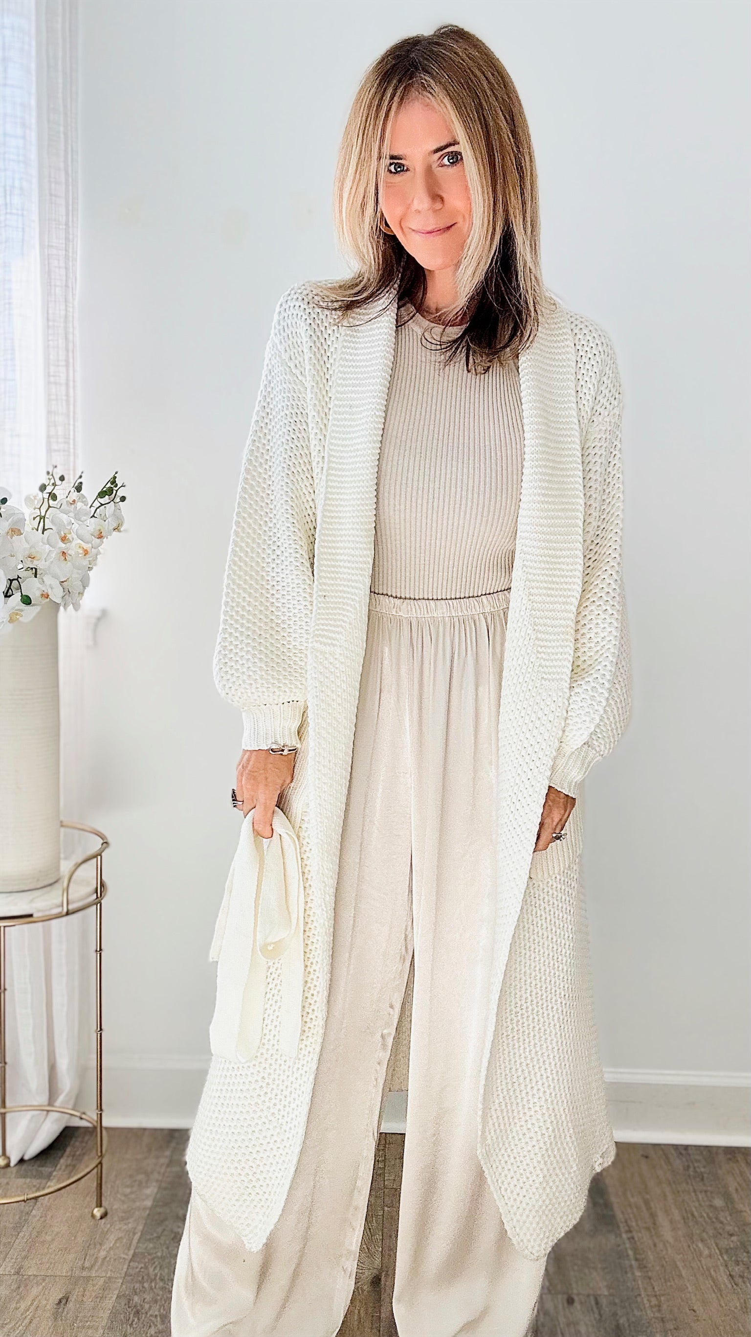 Thick Knitted Long Cardigan Sweater-150 Cardigans/Layers-TRENDOLOGY INC-Coastal Bloom Boutique, find the trendiest versions of the popular styles and looks Located in Indialantic, FL