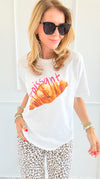 Croissant Italian T-Shirt-110 Short Sleeve Tops-Italianissimo-Coastal Bloom Boutique, find the trendiest versions of the popular styles and looks Located in Indialantic, FL