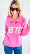 1976 Pink Sweater-140 Sweaters-Lovelo x GeeGee-Coastal Bloom Boutique, find the trendiest versions of the popular styles and looks Located in Indialantic, FL
