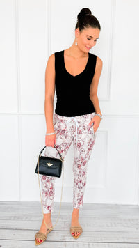 Botanical Zip Italian Jogger-180 Joggers-V SKY-Coastal Bloom Boutique, find the trendiest versions of the popular styles and looks Located in Indialantic, FL