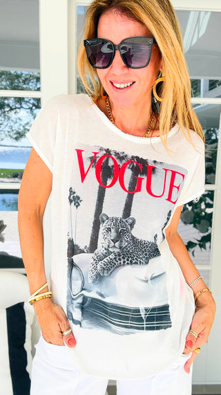 Wild Glamour Unleashed Italian Graphic Top