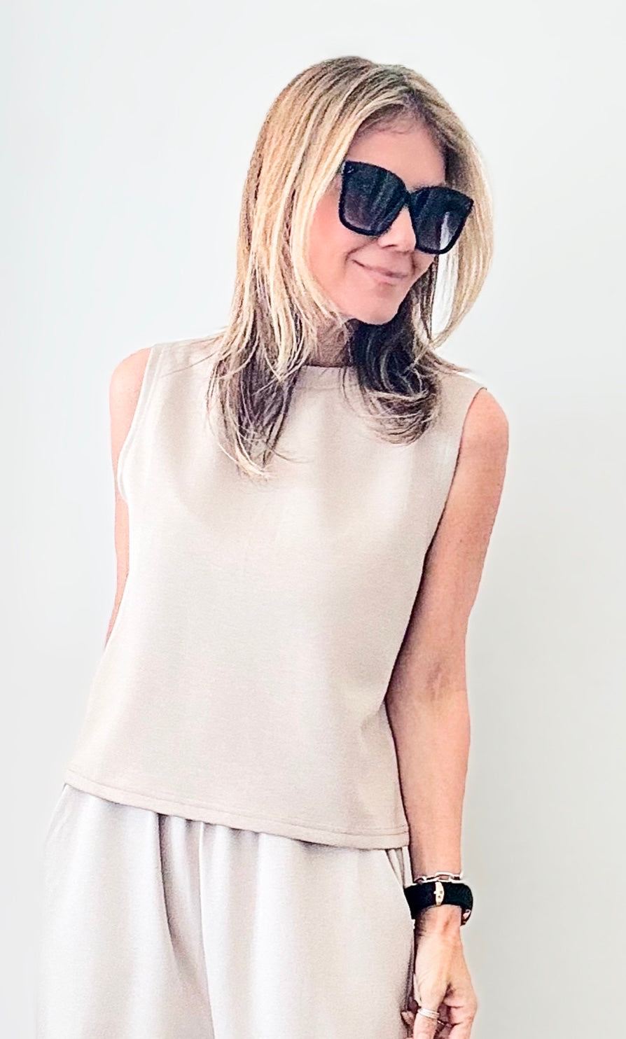 Butter Modal Round Neck Top - Taupe-100 Sleeveless Tops-Before You-Coastal Bloom Boutique, find the trendiest versions of the popular styles and looks Located in Indialantic, FL