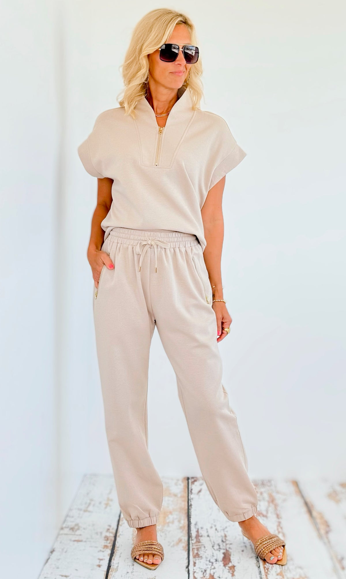 Drawstring Jogger Pants - Taupe-170 Bottoms-BucketList-Coastal Bloom Boutique, find the trendiest versions of the popular styles and looks Located in Indialantic, FL