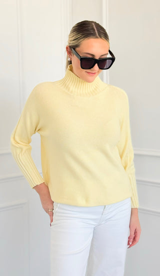 Break Free Long Sleeve Italian Sweater Top - Butter Yellow