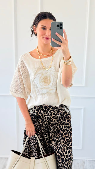 Blooming Beauty Lace Sleeve Italian Top