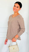 Soho Italian V-Neck Pullover - Ash Mocha-140 Sweaters-Italianissimo-Coastal Bloom Boutique, find the trendiest versions of the popular styles and looks Located in Indialantic, FL