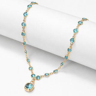 Cushion Stone Drop Necklace - Turquoise