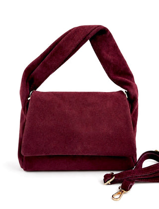 Italian Soft Spoken Suede Bag- Burgundy