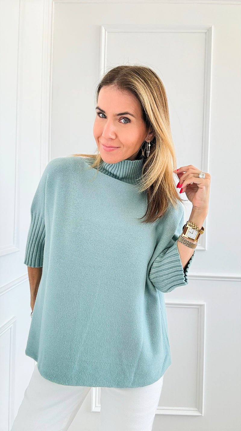 Break Free Italian Sweater Top- Dusty Teal-140 Sweaters-Italianissimo-Coastal Bloom Boutique, find the trendiest versions of the popular styles and looks Located in Indialantic, FL