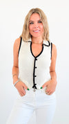 Contrast Knit Sweater Vest-100 Sleeveless Tops-Blu Pepper-Coastal Bloom Boutique, find the trendiest versions of the popular styles and looks Located in Indialantic, FL