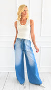 Cloud Wash Pull-On Wide-Leg Pants-170 Bottoms-American Bazi-Coastal Bloom Boutique, find the trendiest versions of the popular styles and looks Located in Indialantic, FL
