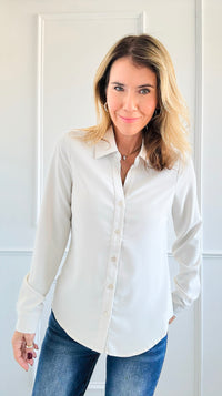 Soft Touch Button Blouse Top - Oyster-130 Long sleeve top-Must Have-Coastal Bloom Boutique, find the trendiest versions of the popular styles and looks Located in Indialantic, FL