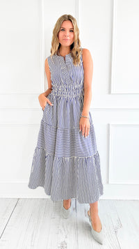 Sailaway Stripe Tiered Midi Dress-200 Dresses/Jumpsuits/Rompers-she+sky-Coastal Bloom Boutique, find the trendiest versions of the popular styles and looks Located in Indialantic, FL