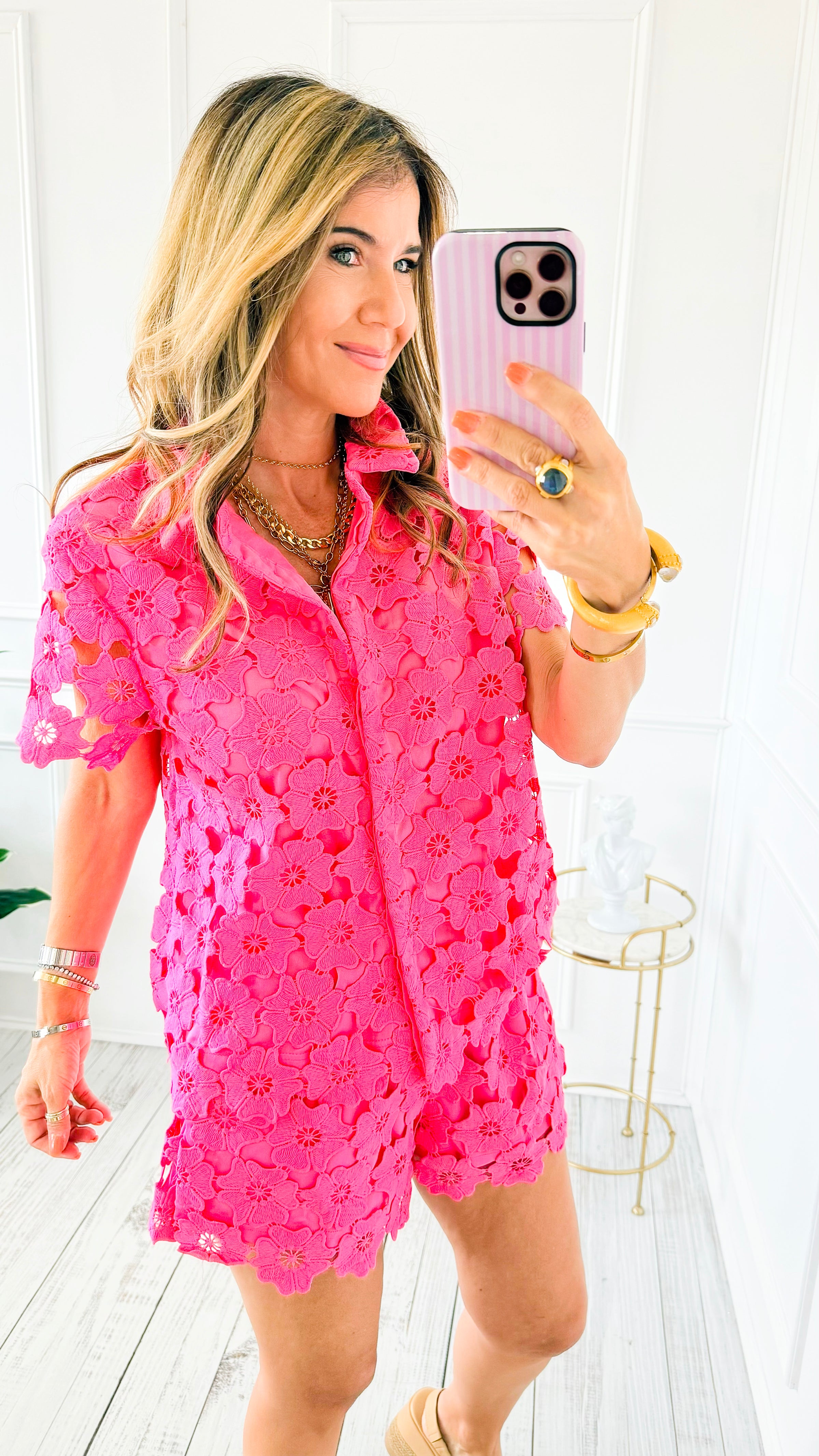 Floral Lace Set - Bubble Pink