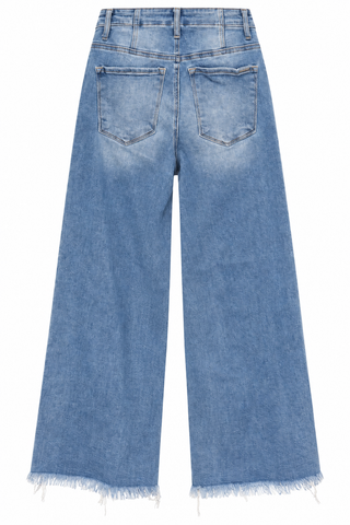 Drawstring Wide Leg Denim Pants