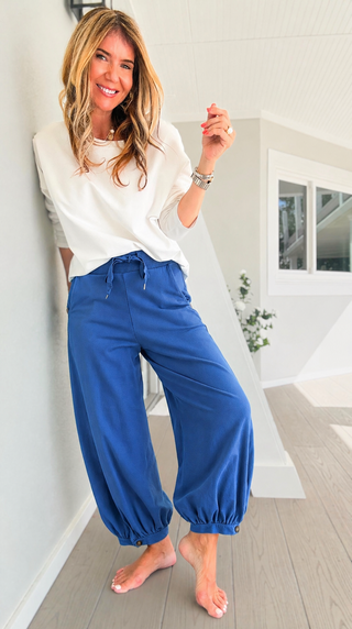 Cancelled Plans Italian Jogger Pant- Cobalt Blue