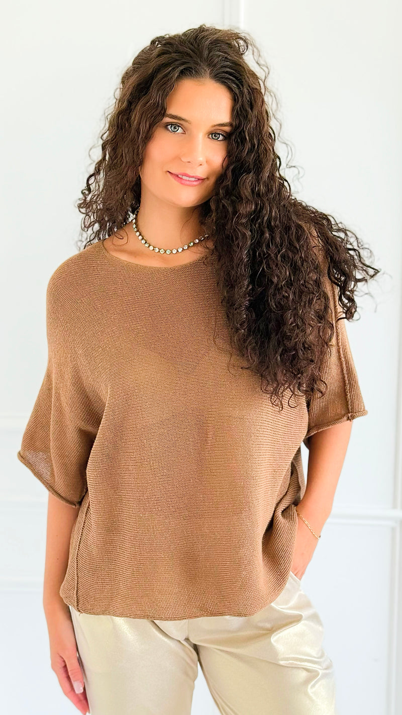 Amalfi Coast Italian Knit Pullover - Chocolate-140 Sweaters-Italianissimo-Coastal Bloom Boutique, find the trendiest versions of the popular styles and looks Located in Indialantic, FL