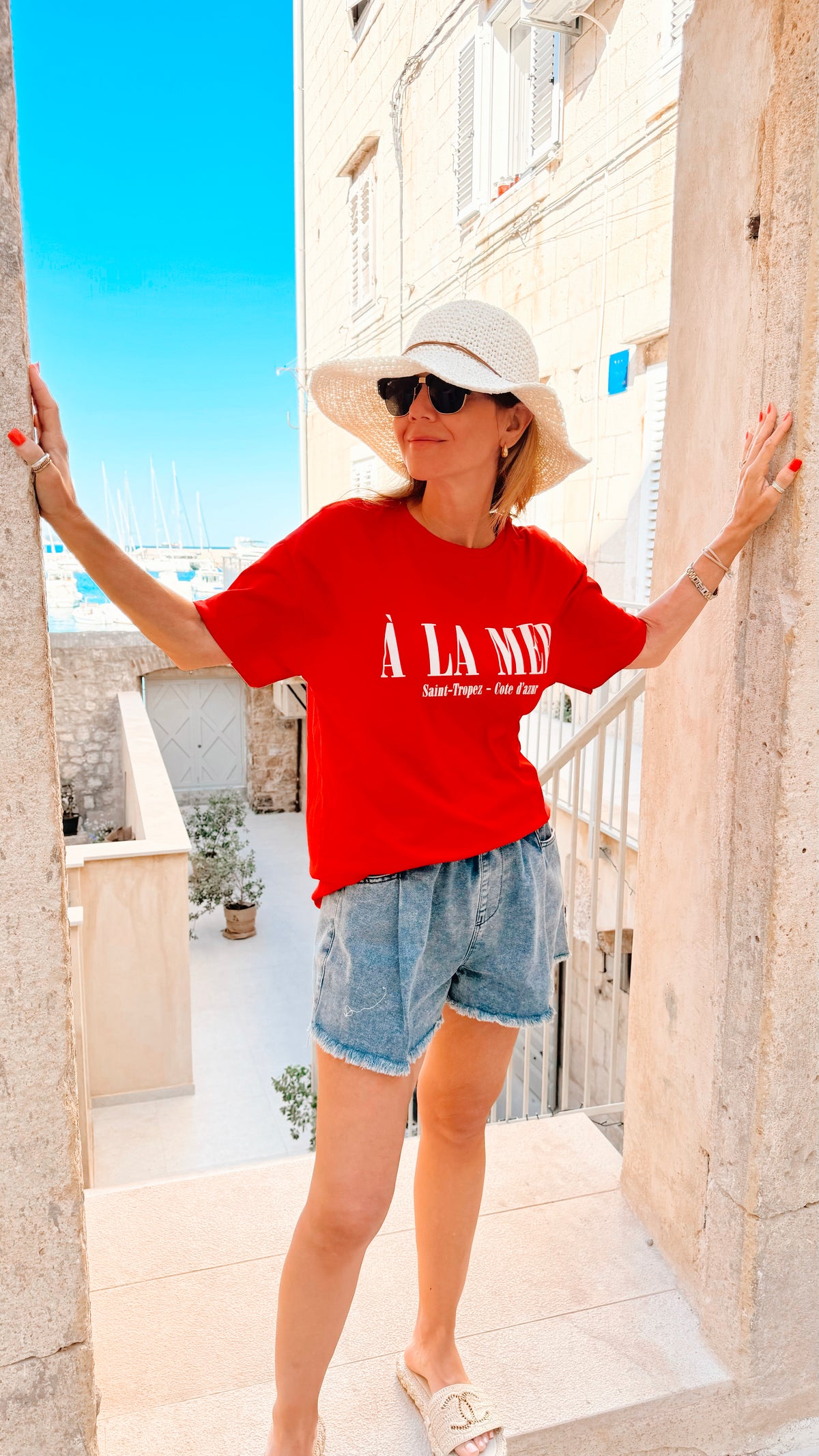 A La Mer Italian Top - Red-110 Short Sleeve Tops-Italianissimo-Coastal Bloom Boutique, find the trendiest versions of the popular styles and looks Located in Indialantic, FL
