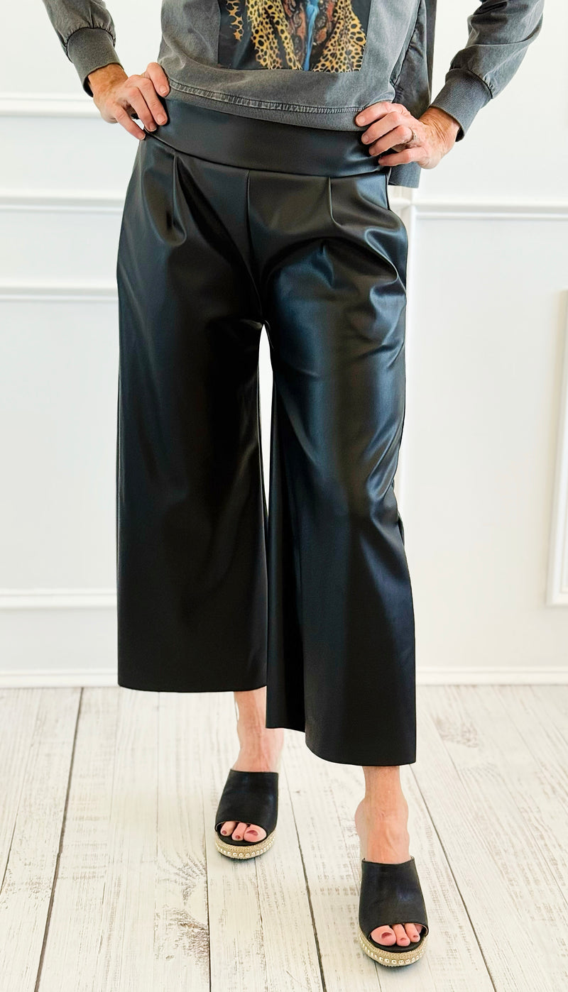 Allure Faux Leather Italian Wide- Leg Pant-100 Pants-AZUL MONACO-Coastal Bloom Boutique, find the trendiest versions of the popular styles and looks Located in Indialantic, FL