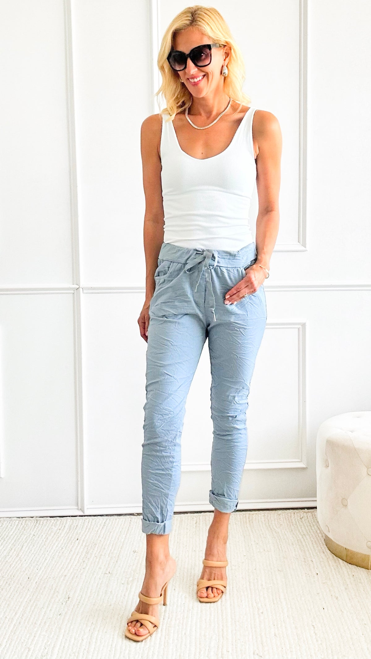 Love Endures Italian Jogger - Steel Blue-180 Joggers-Germany-Coastal Bloom Boutique, find the trendiest versions of the popular styles and looks Located in Indialantic, FL