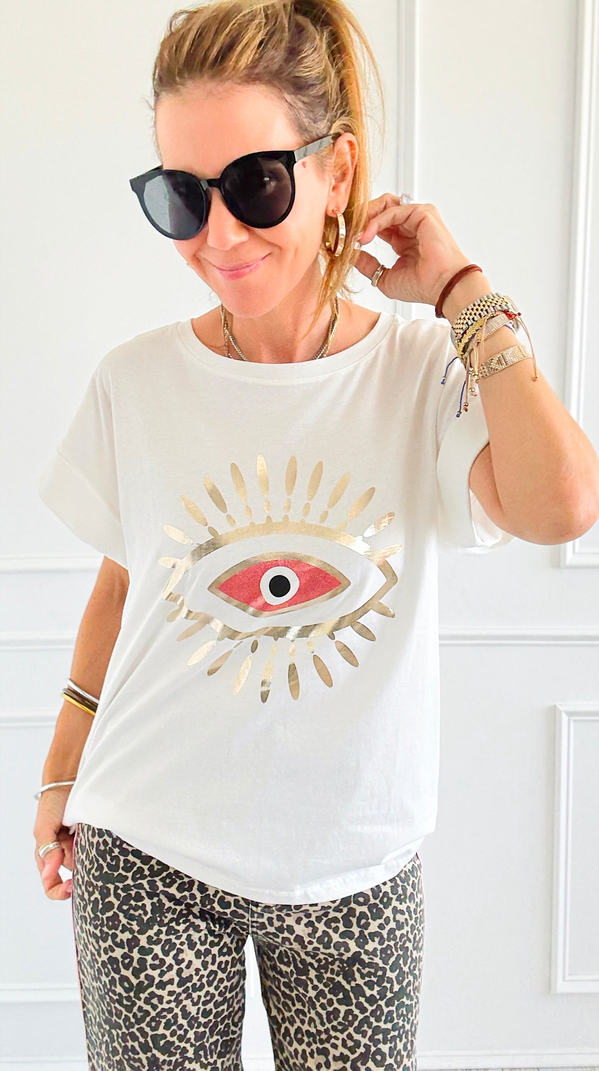 Eye On You Italian Graphic Tee-110 Short Sleeve Tops-FIRSTAGE-Coastal Bloom Boutique, find the trendiest versions of the popular styles and looks Located in Indialantic, FL
