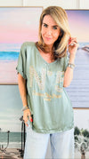 Wild Shine Luxe Italian Top - Olive-110 Short Sleeve Tops-Italianissimo-Coastal Bloom Boutique, find the trendiest versions of the popular styles and looks Located in Indialantic, FL