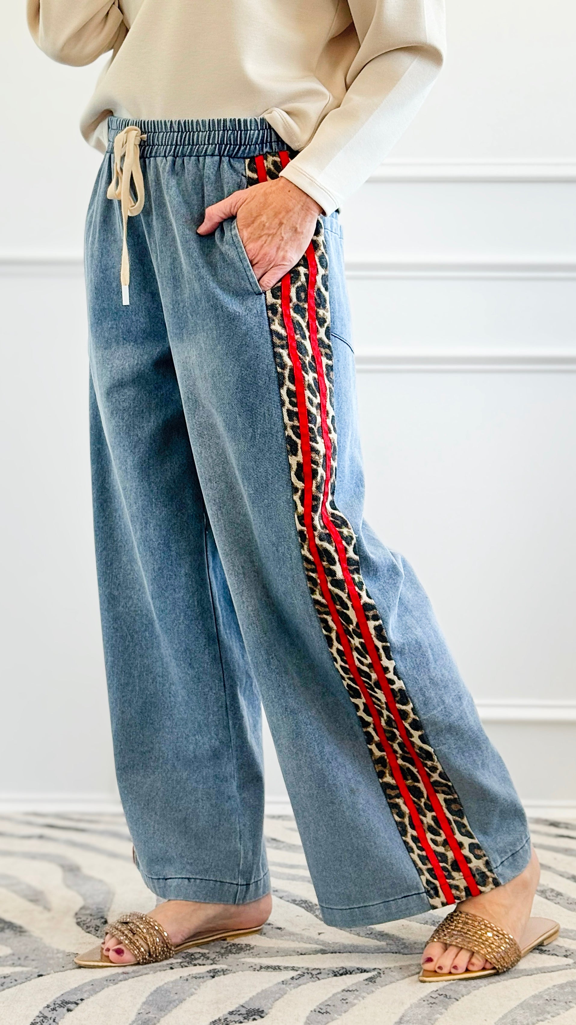 Wild Edge Wide-Leg Denim Pants - Red-190 Denim-JODIFL-Coastal Bloom Boutique, find the trendiest versions of the popular styles and looks Located in Indialantic, FL