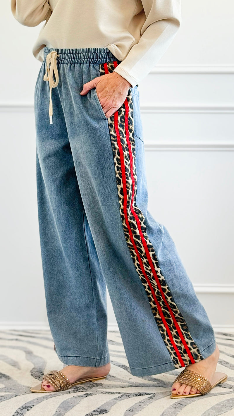 Wild Edge Wide-Leg Denim Pants - Red-190 Denim-JODIFL-Coastal Bloom Boutique, find the trendiest versions of the popular styles and looks Located in Indialantic, FL