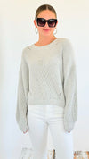 Long Sleeve Knit Sweater-140 Sweaters-Rousseau-Coastal Bloom Boutique, find the trendiest versions of the popular styles and looks Located in Indialantic, FL