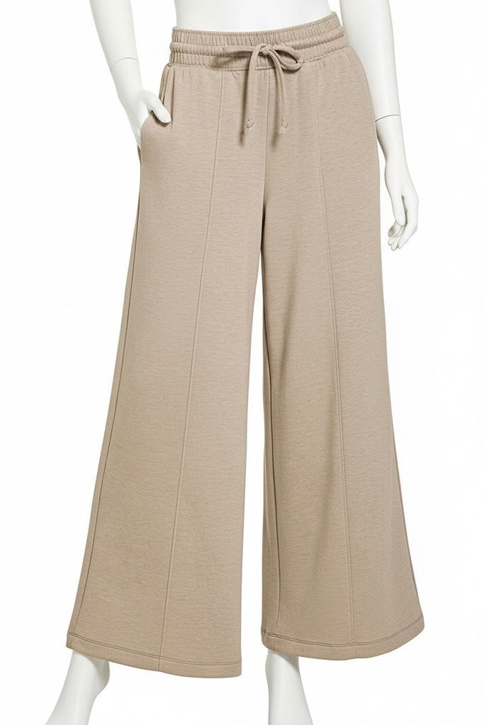 Weekend Ease Wide-Leg Pants - Ash Mocha-170 Bottoms-Zenana-Coastal Bloom Boutique, find the trendiest versions of the popular styles and looks Located in Indialantic, FL