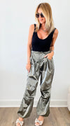 Metallic Parachute Cargo Pants-170 Bottoms-EASEL-Coastal Bloom Boutique, find the trendiest versions of the popular styles and looks Located in Indialantic, FL