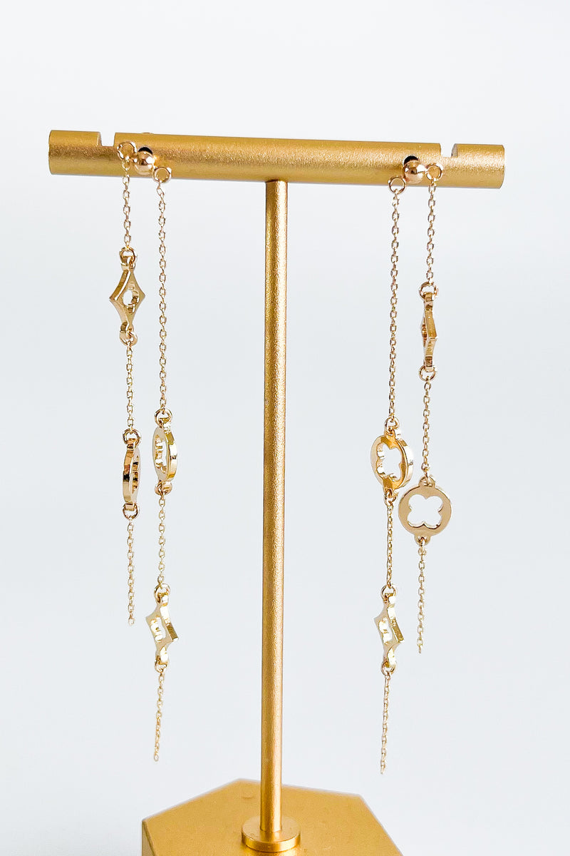 Double Layered Clover Drop Earrings-230 Jewelry-GS JEWELRY-Coastal Bloom Boutique, find the trendiest versions of the popular styles and looks Located in Indialantic, FL