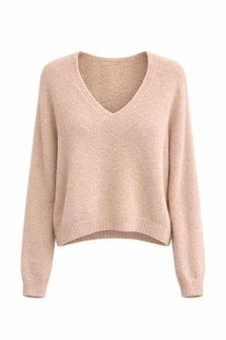 Soft Obsession V-Neck Italian Knit Sweater - Beige
